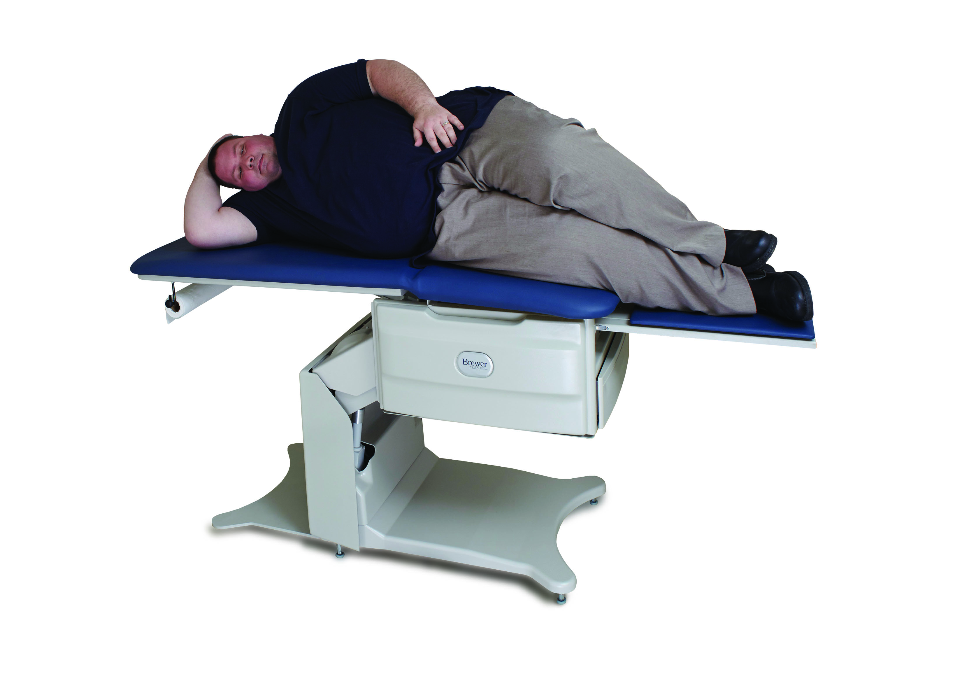 Does the Brewer Access Exam Table offer storage?